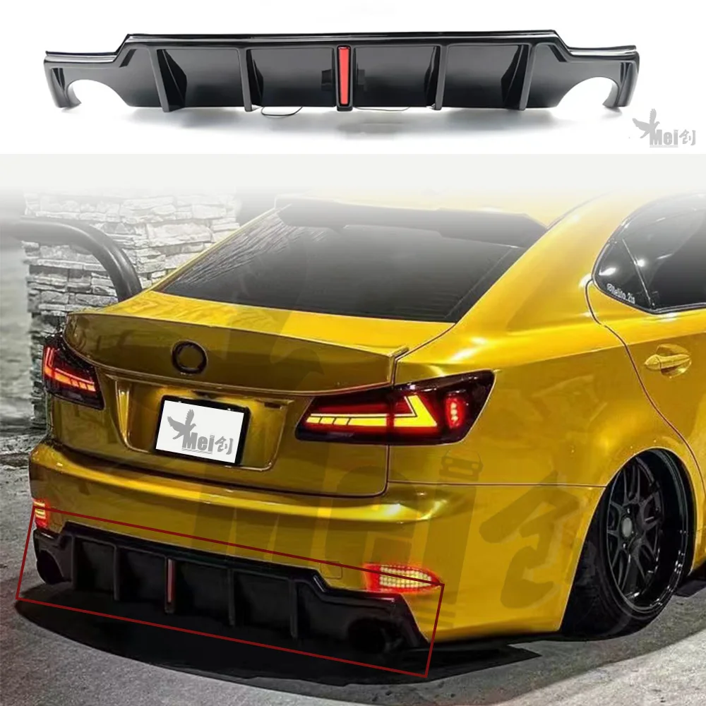 

Для Lexus IS IS250-350 2006-2012 задний спойлер яркий черный внешний вид из углеродного волокна нижний диффузор со световым индикатором комплект кузова