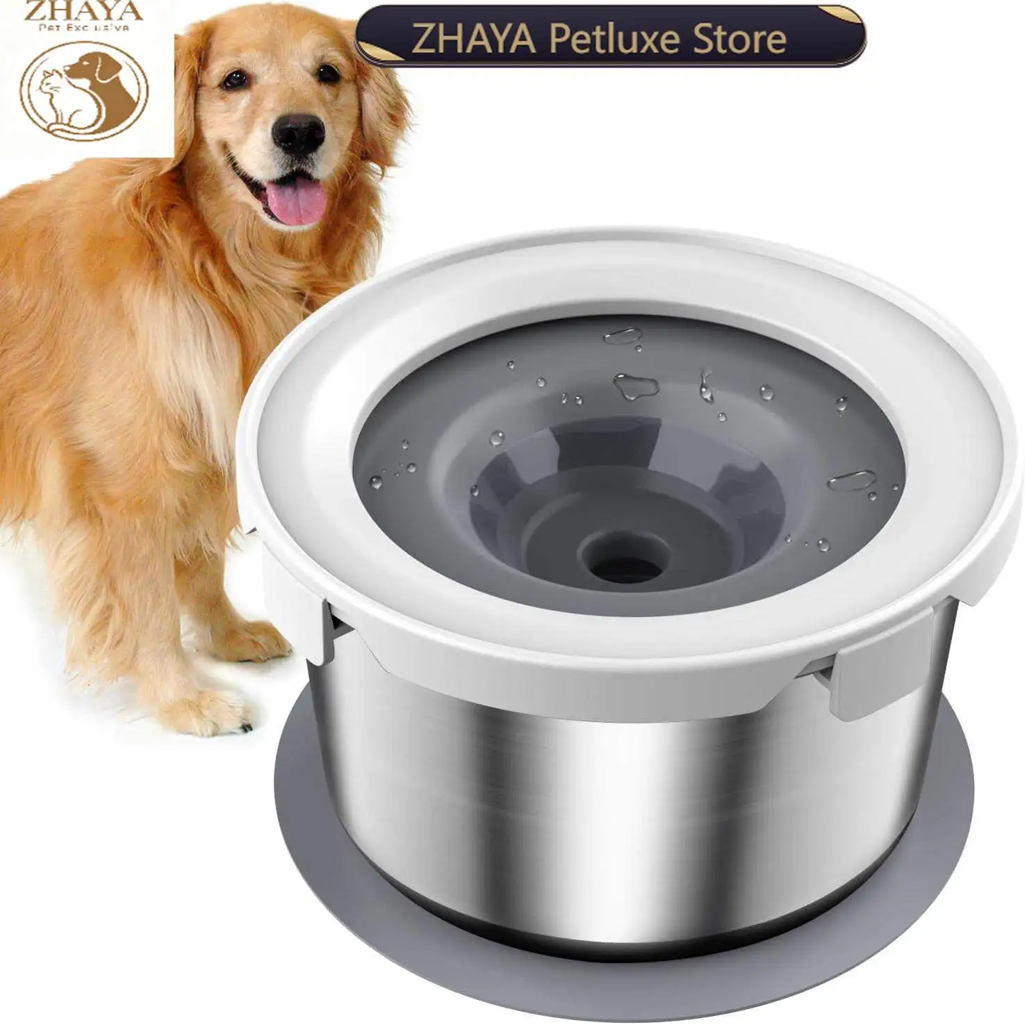 zhaya-floating-water-bowl-stainless-steel-304-anti-bacterial-anti-tip-no-wet-mouth-pet-feeder-dish-cat-supplies-dog-supplies