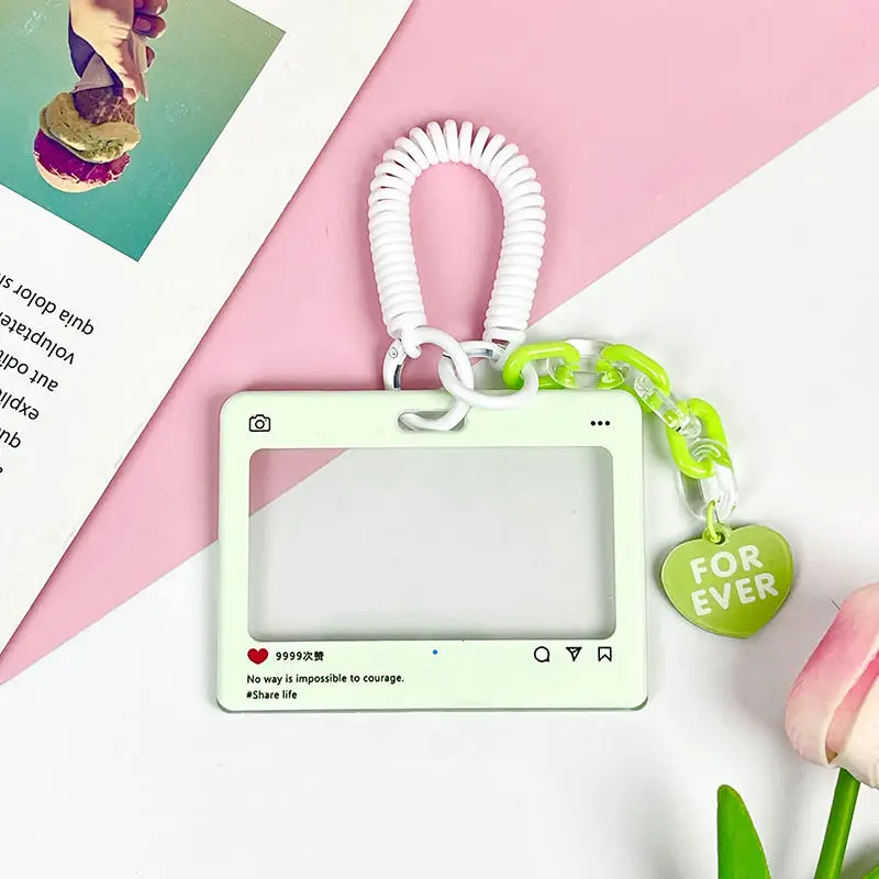 Cute Transparent Card Protective Cover Fan Star  Small Card Access Card Campus Card Collection Card Bag Display Pendant