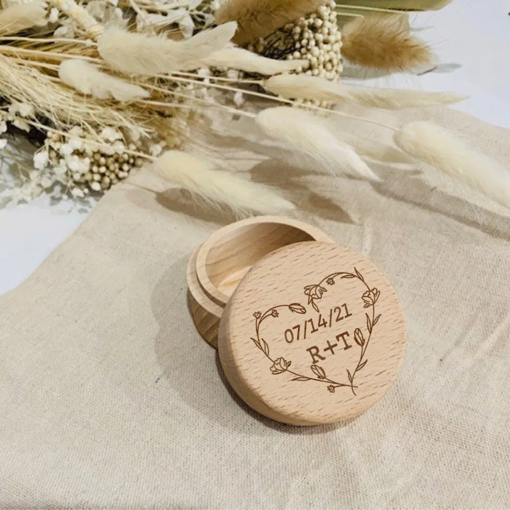 Engagement Ring Box Personalized Wooden Ring Box for Wedding Custom Proposal Engraved Ring Bearer Anniversary Gifts for Her