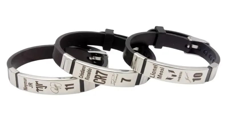 Lionel Messi Cristiano Ronaldo Neymar Football Star Stainless Steel Silicone Bracelet For Men Soccer Accessory Gift