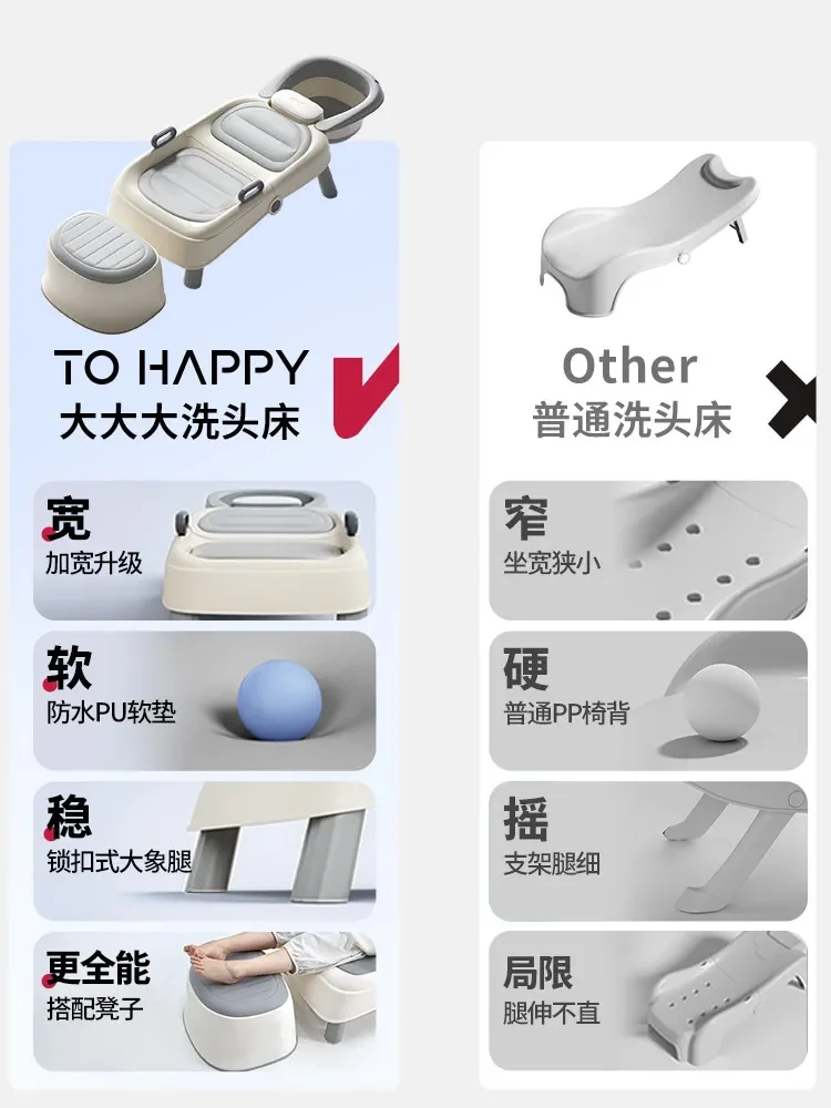 Foldable Shampoo Chair Recliner for Adult & Kids Household Shampoo Bed for Pregnant Women Confinement Shampoo Tool