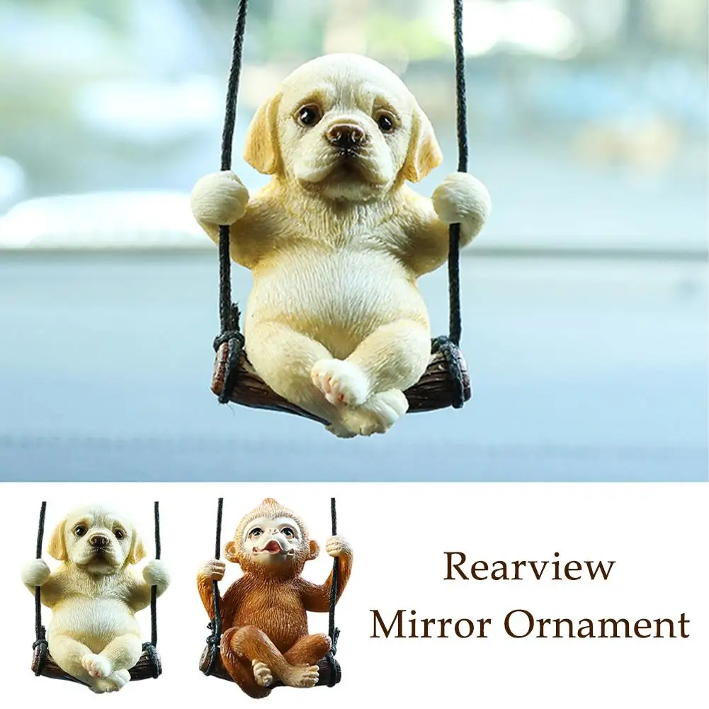 

Resin Cute Swing Bulldog Dog Car Accessories Swinging Mirror Accessories Rearview Jewelry Car Gift Car Monkey Pendant D6U4