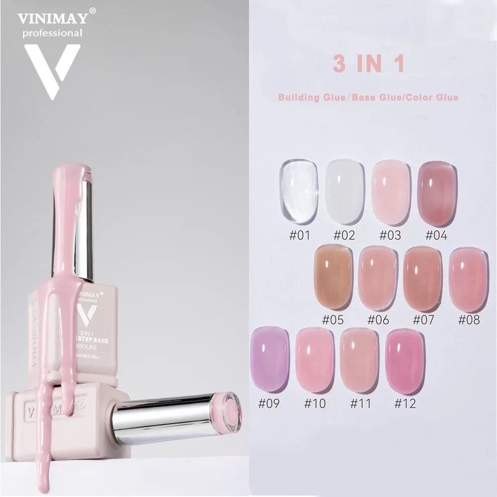 3 In 1 Nude Pink Build Gel Nail Polish Set Nail UV Gel Varnish Soak Off Gelpolish Gel Varnish Nail Art Lacque Primer Base Coat