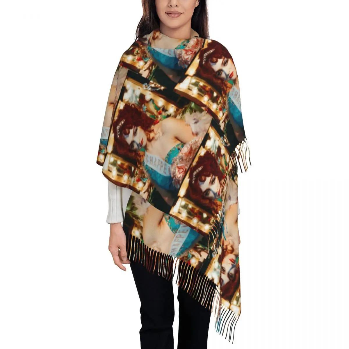 Chappell Roan Midwest Princess Scarf Tassel Scarves for Women Soft Warm Shawls and Wraps Large Fall Winter Shawl Wrap