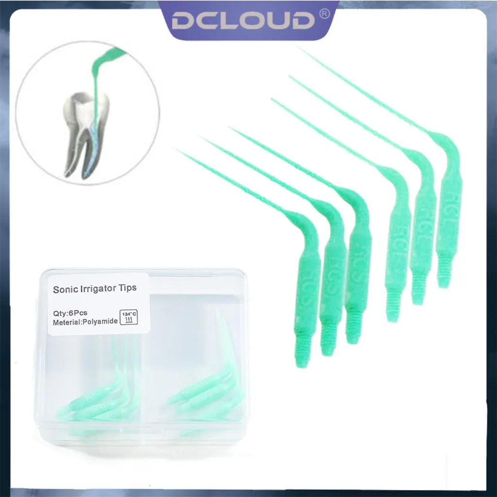 6Pcs/Box Sonic stomatologiczne końcówki do nawadniania z tworzywa sztucznego endodontyczne ultradźwiękowe końcówki do kanałowego fit powietrzny