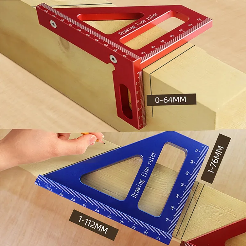 Carpenter Square -Woodworking Square Protractor Aluminum Miter Triangle Ruler 3D Multi Angle 45/90 Degree Layout Measuring Ruler