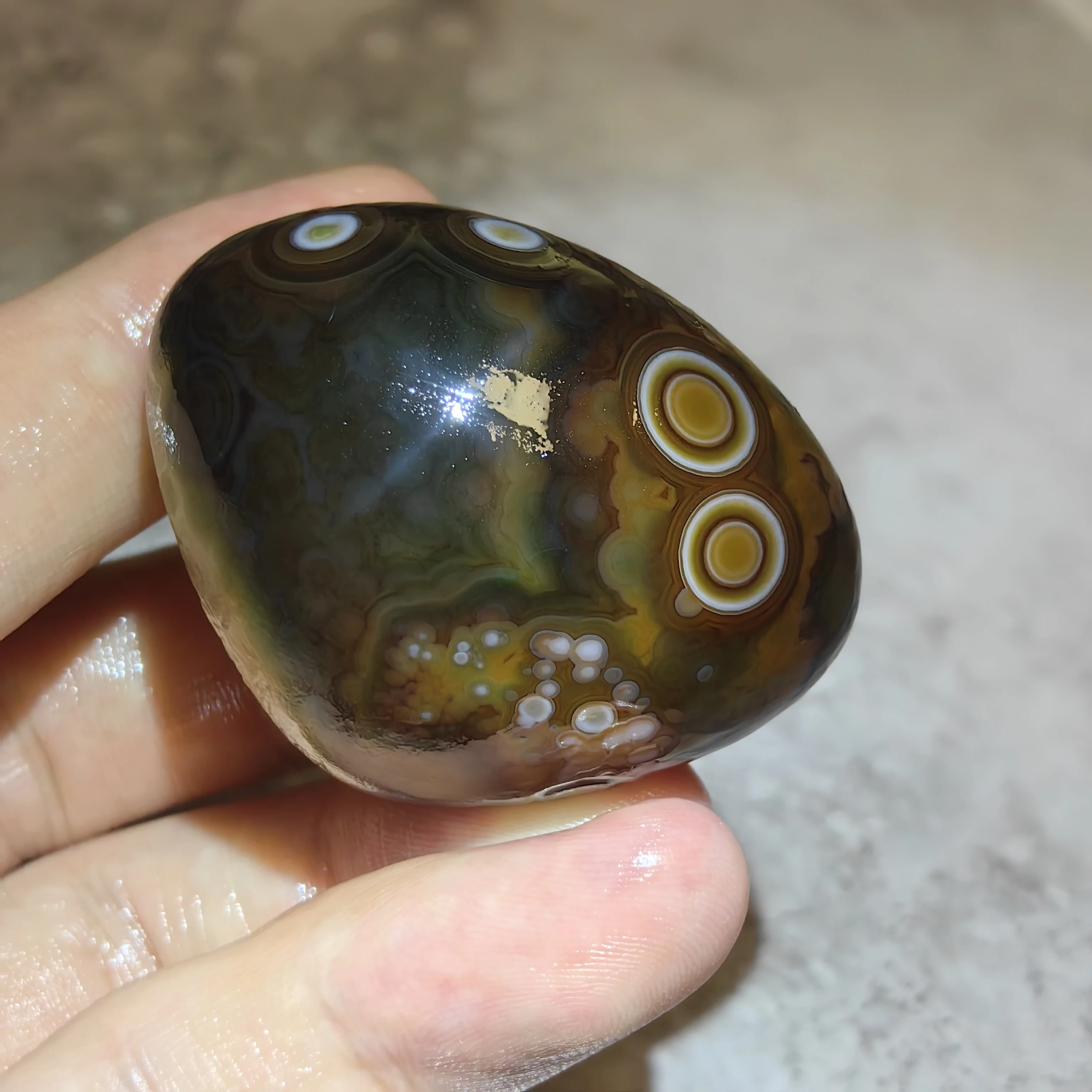 Pure Natural Haut-relief Divine Eye Agate Wishing Agate for Good Luck Energy Gem Crystal Healing Necklace Jewelry DIY Decoration