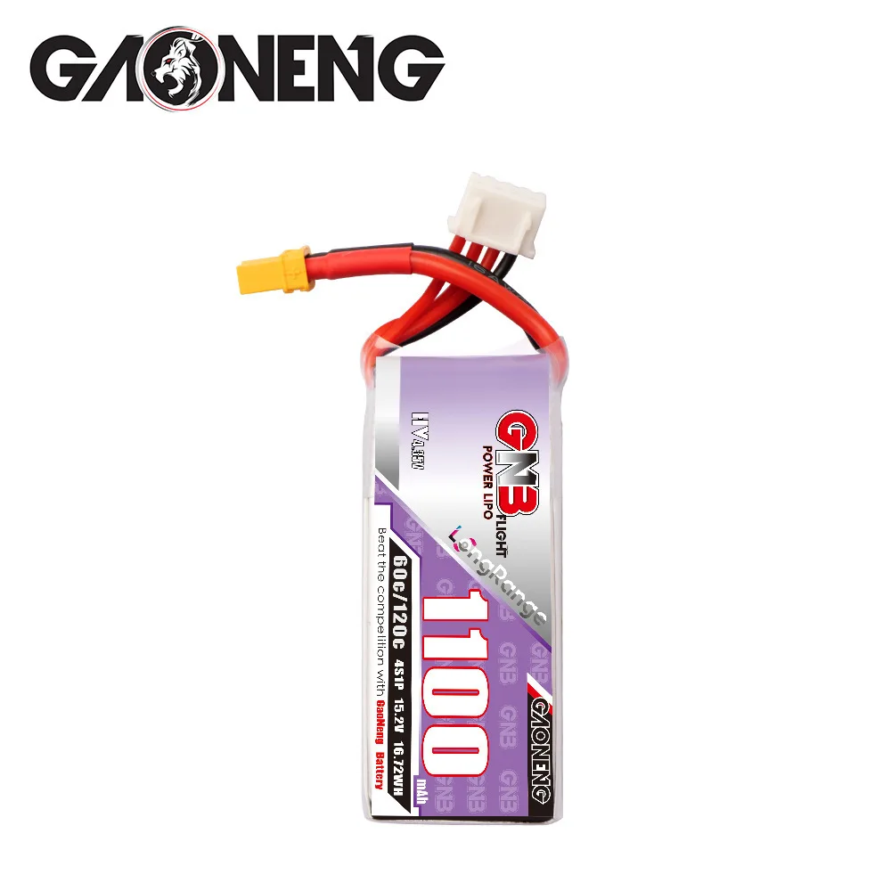 GAONENG GNB 4S HV 15.2V 1100mAh 60C/120C bateria Lipo dla helikopter RC Quadcopter FPV części zamienne do dronów wyścigowych XT30 wtyczka