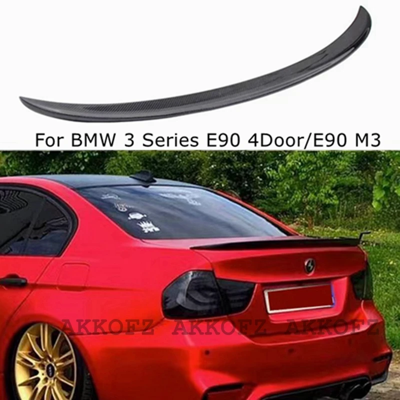 

For BMW 3 Series E90 4Door/E90 M3 2005-2012 P Style Carbon Fiber Rear Spoiler Trunk Wing FRP Glossy Black Forged Carbon