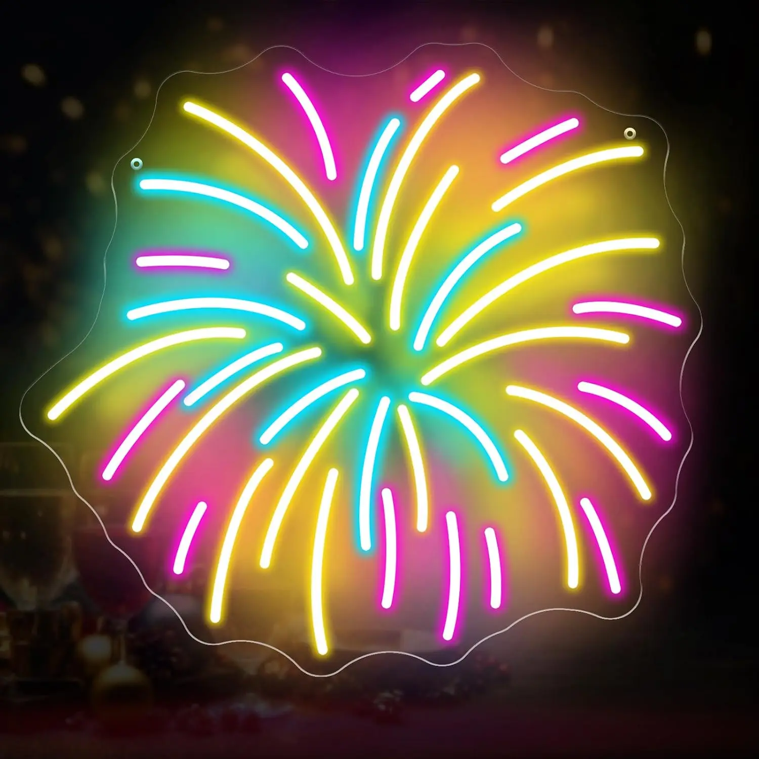 Multicolor Firework LED Neon Sign USB Wall Light Burst Fire Glow Neon Lamp Bar Party Club Bedroom Holiday Backdrop Decor Gift