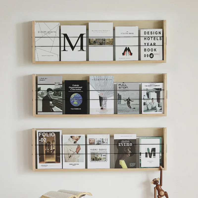 Bookshelf Wall Mounted Shelf Magazine Rack Storage Display Stand Living Room Barrier Decoration Simple Book And Newspaper