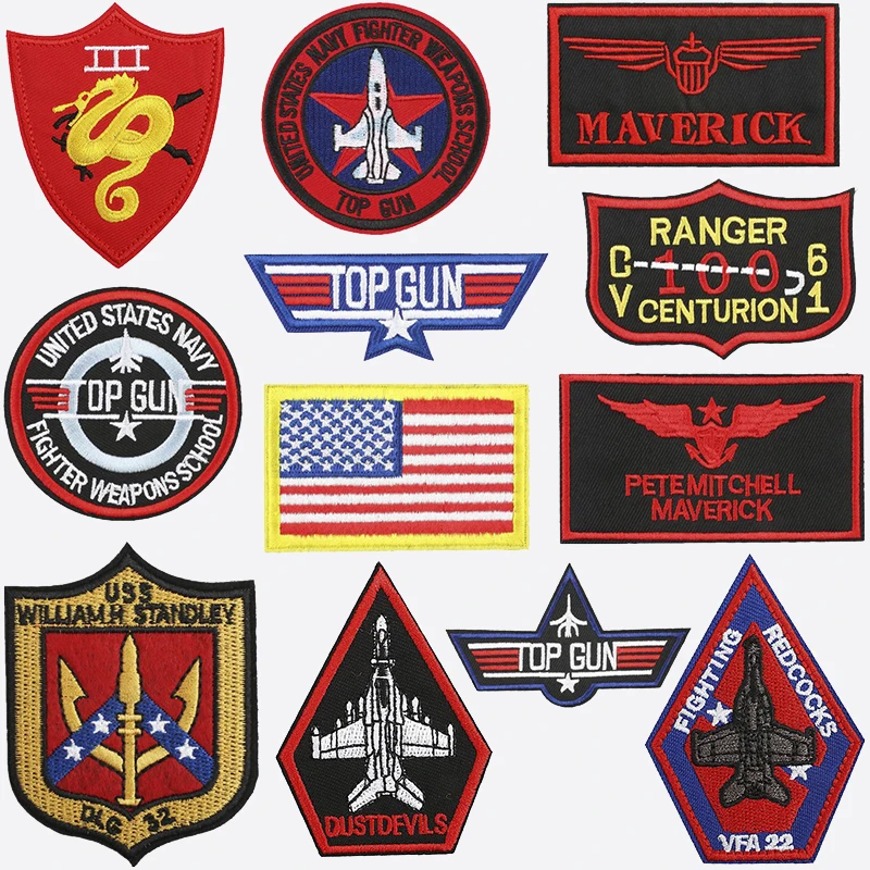 Top Gun Tomcat ricamato Patch Hook and Loop Badge Jacket Sticker American Navy Air VF-1 Pilot Armband accessori fai da te