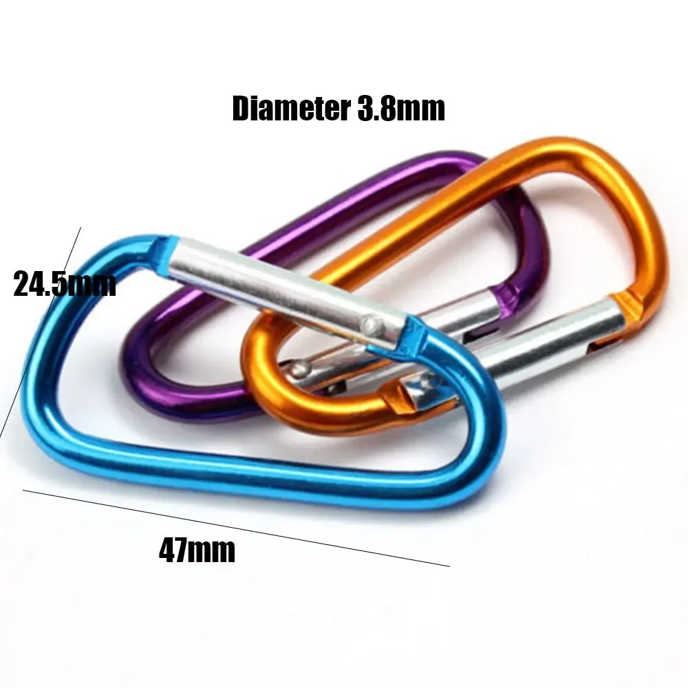 100PCS/Lot Colorful Aluminium Alloy Climbing Buckle Keychain Carabiner Safety Buckle Hook Outdoor Camping Hiking Tools Random