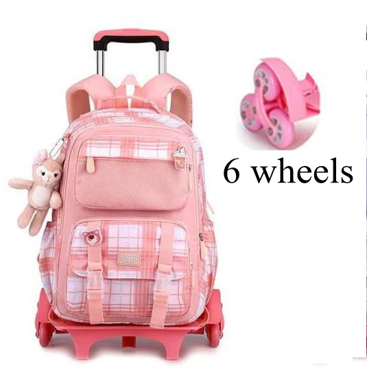 17 Inch Children School Wheeled Backpack Student Trolley Backpack School Trolley Bags for Girls School Rolling backpack Bag