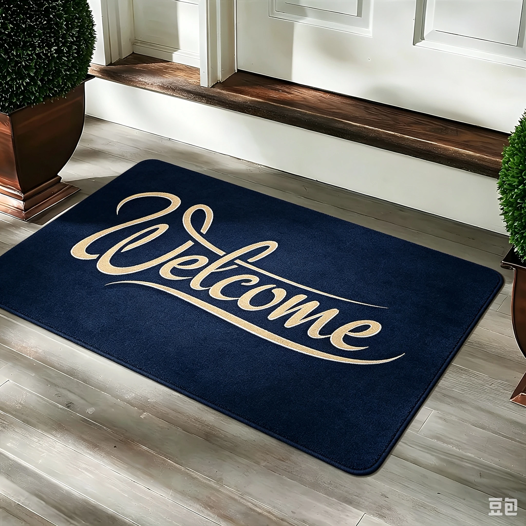 Elegant Cursive Welcome Doormat for Front Entryway Floor Mat Home House Decor Multi Color Simple Letter Print Pattern Stylish