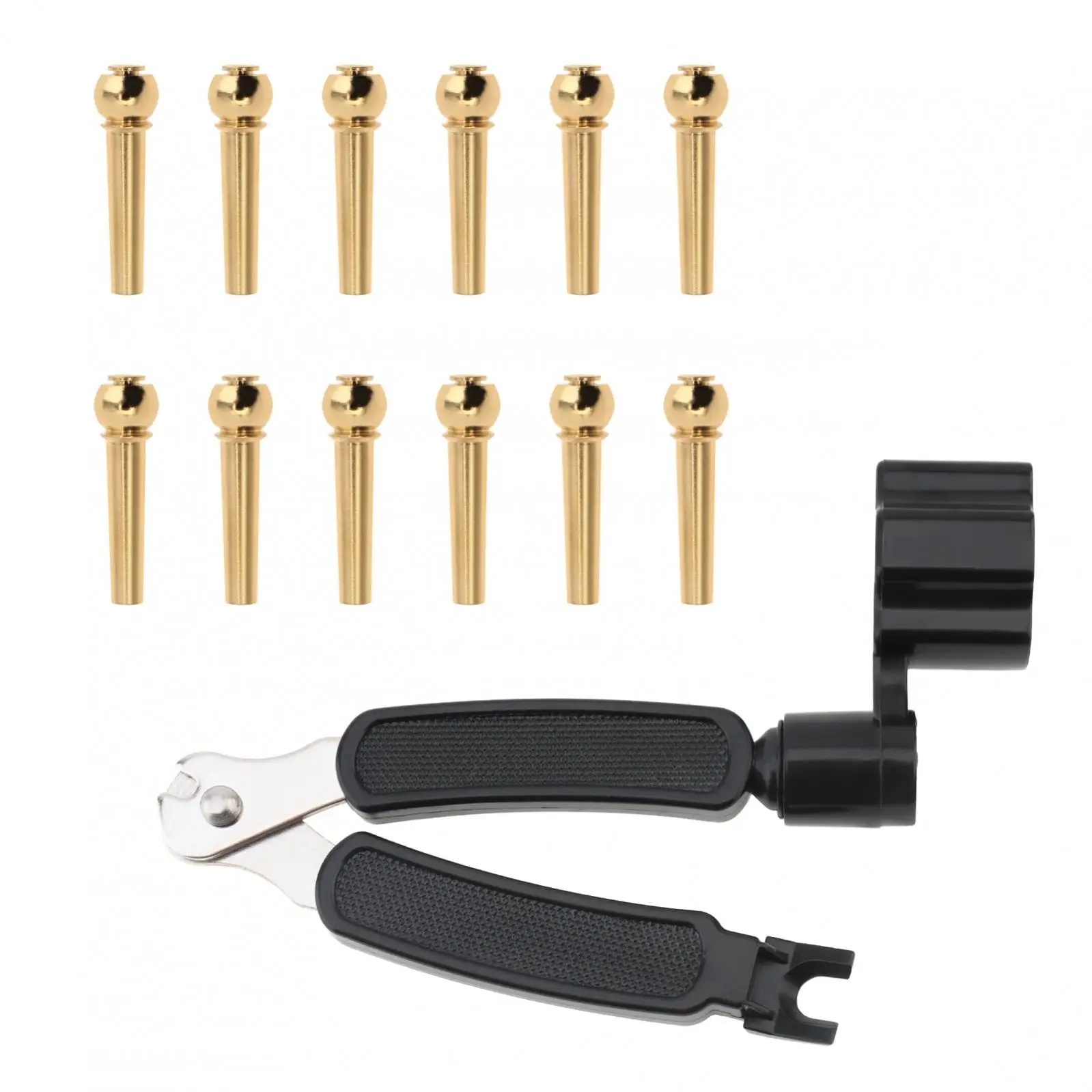 12 pcs Brass Guitar Bridge Pins for Acoustic Guitar with Bridge Pin Puller, Enhanced Tone Solid Brass Strings Nail Pegs