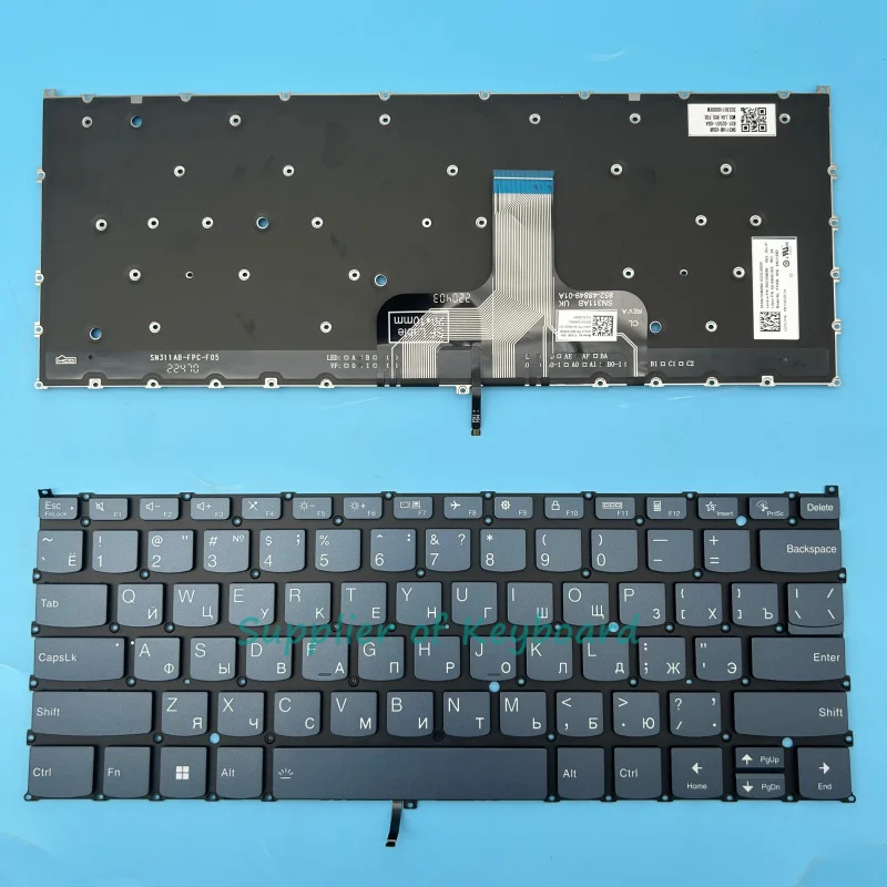 English/Russian/Latin Spanish Keyboard For Lenovo Yoga 7 14IAL7 14ARB7 Yoga Slim 7 ProX 14ARH7 14IAH7 Backlit Blue/Tidal Teal