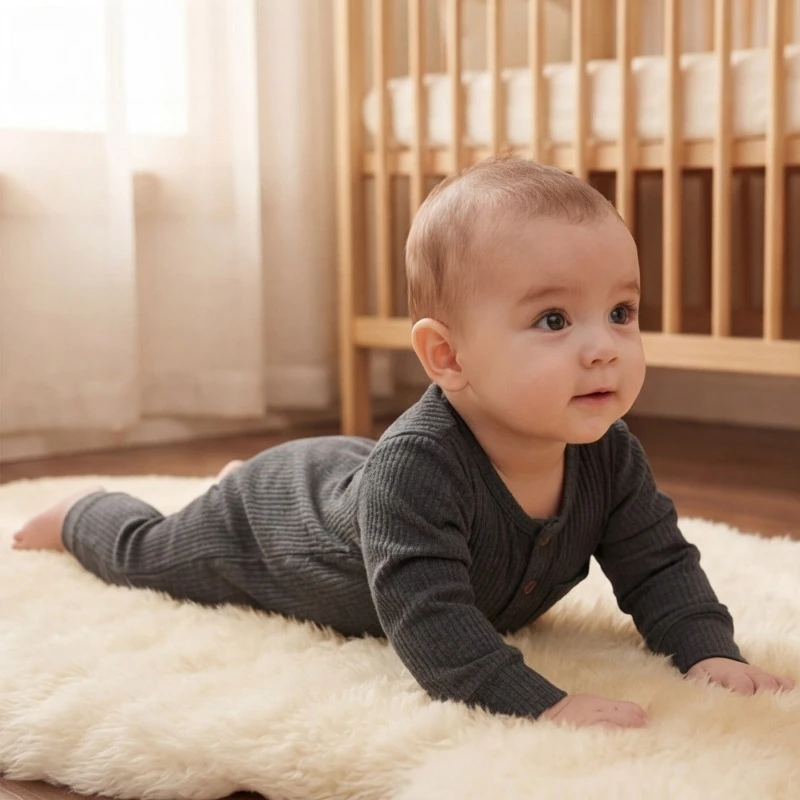 Baby Ribbed Romper Long Sleeve Organic Cotton Jumpsuit Spring 2026 New Newborn Infant Soft Breathable Infant Jumpsuit Playsuit