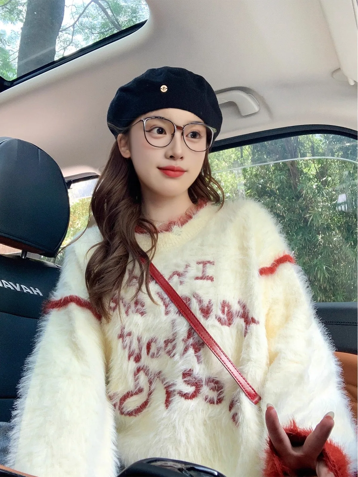 سترة نسائية محبوكة كبيرة الحجم من Thiened لون Blo نمط حروف ناعمة مريحة ريترو Sle طويلة Sve مستديرة Ne بلوفر #5