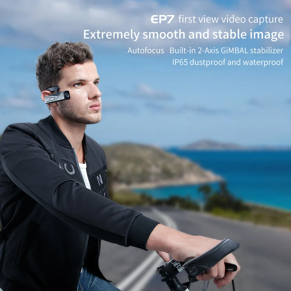 EP7 Head Wearable 4K 60fps Video Camera First Person View Hands-Free Camcorder APP Control Autofocus Built-in 2-Axis Gimba