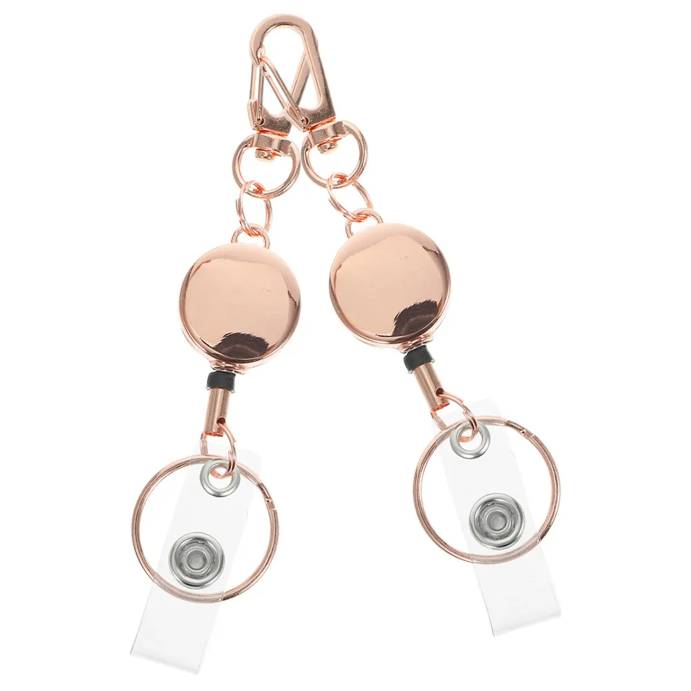 

2Pcs Key Badge Holder Retractable Zinc Alloy Badge Reel Card Holder Elastic Key Chain for Nurse Teacher Student Work Id
