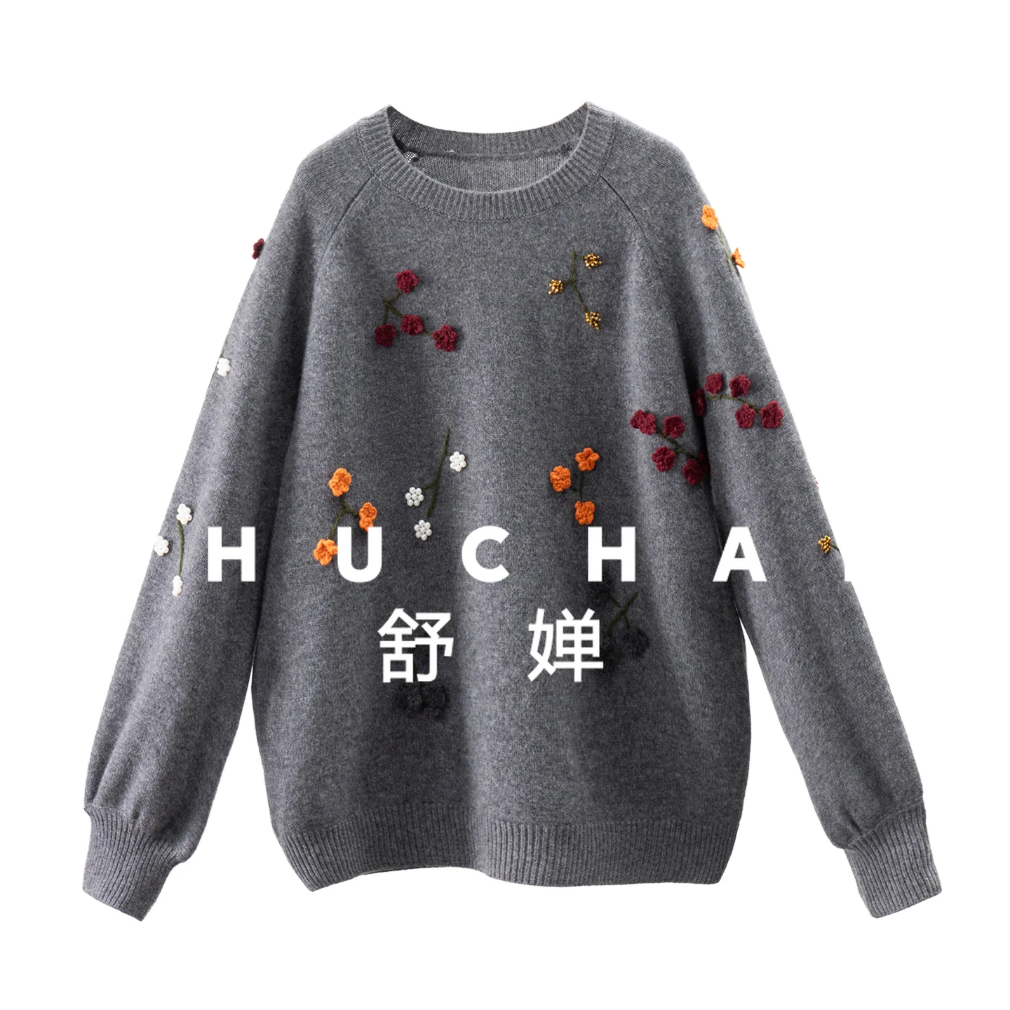 

Hand Embroidery Hook Flower 100 Wool Crew Neck Sweater Female 7Y53 Sweater Women Blusa De Frio Feminina