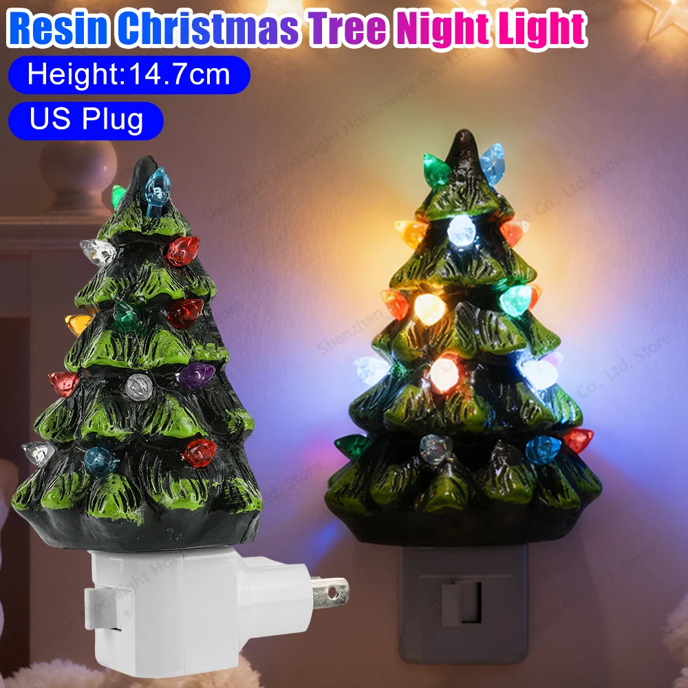 شجرة عيد الميلاد الراتنج أضواء ليلية شجرة عيد الميلاد الزخرفية ضوء الليل مع لام 360 درجة قابس دوار مع مفتاح تشغيل/إيقاف للمنزل #1