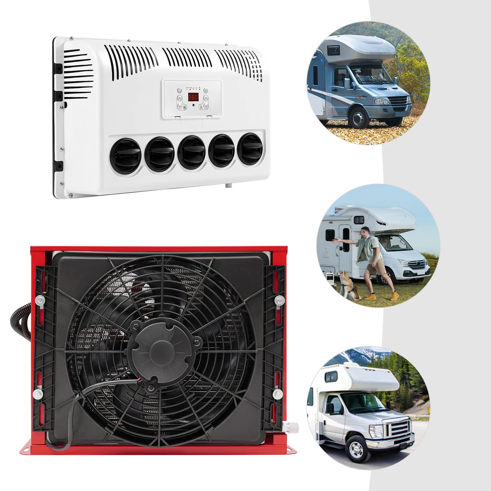 12V 11000 BTU Truck Cab Air Conditioner Split AC Air Conditioner Remote Control for Semi Trucks Bus RV Caravan