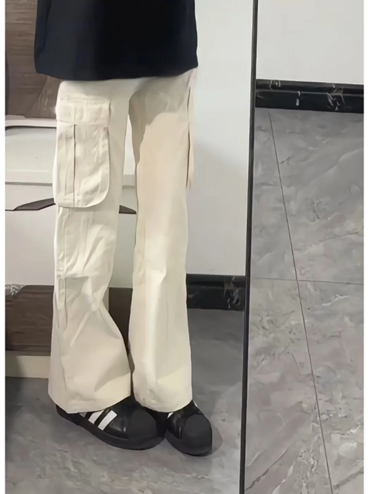 

Khaki Workwear Pants Men's Summer Hiphop Casual Straight American Vibe Trousers Loose Fit Long Pants No Ironing Required