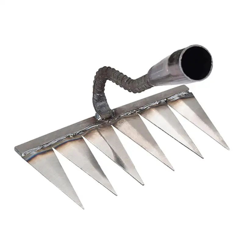 

4/5/6/7 Teeth Carbon Steel Garden Hand Rake Farm Tool Weeding Scarifier Agricultural Nail Harrow Metal Harrow Garden WeedingTool
