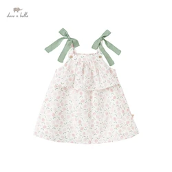 Dave Bella Girls Sleeveless Dress Elastic Tube Top Dress Cute Floral Casual Summer Beach Lovely Print Girls Dress DB2220885