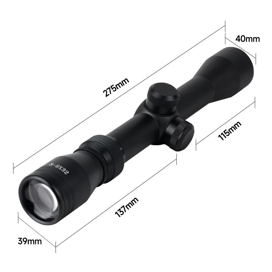 Imagem -04 - Iluminado Hunting Rifle Scope Óptica Gun Sight Airsoft Sniper Riflescope Tático se Encaixe 11 mm 20 mm Rail Mount 3-9x32 Ajustável