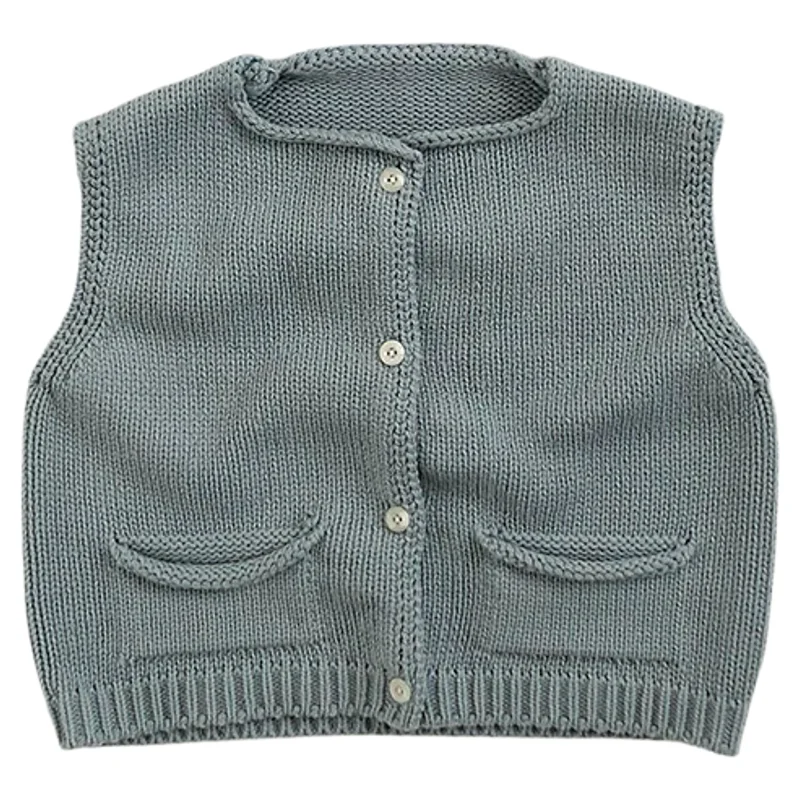

2025 Autumn Children Sleeveless Knitted Vest Boys Solid Casual Sweater Coat Kids Girls Windproof Vest Jacket Baby Clothes