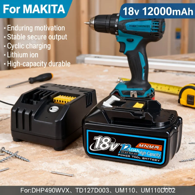 

Genuin 12.0Ah 18V Cycling charging Lithium-Ion for MAKITA Electric tool for DGA404 DDF487 DTW700C BL1860B BL1850B & More