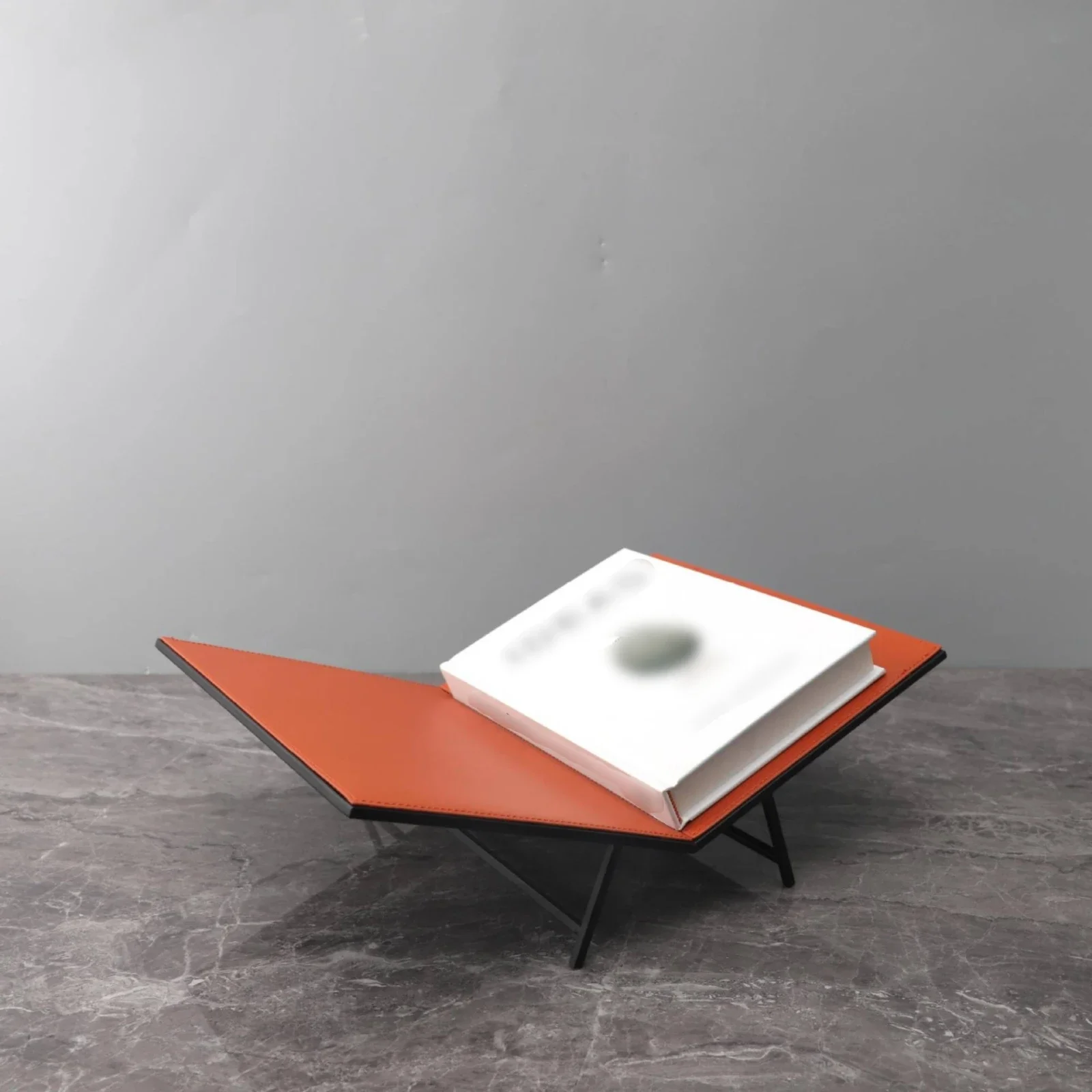 Book-Shaped Magazine Rack Leather-Like Panels unfoldedBook Magazine Holder Home Decor Metal Frame Household Organizer for Office