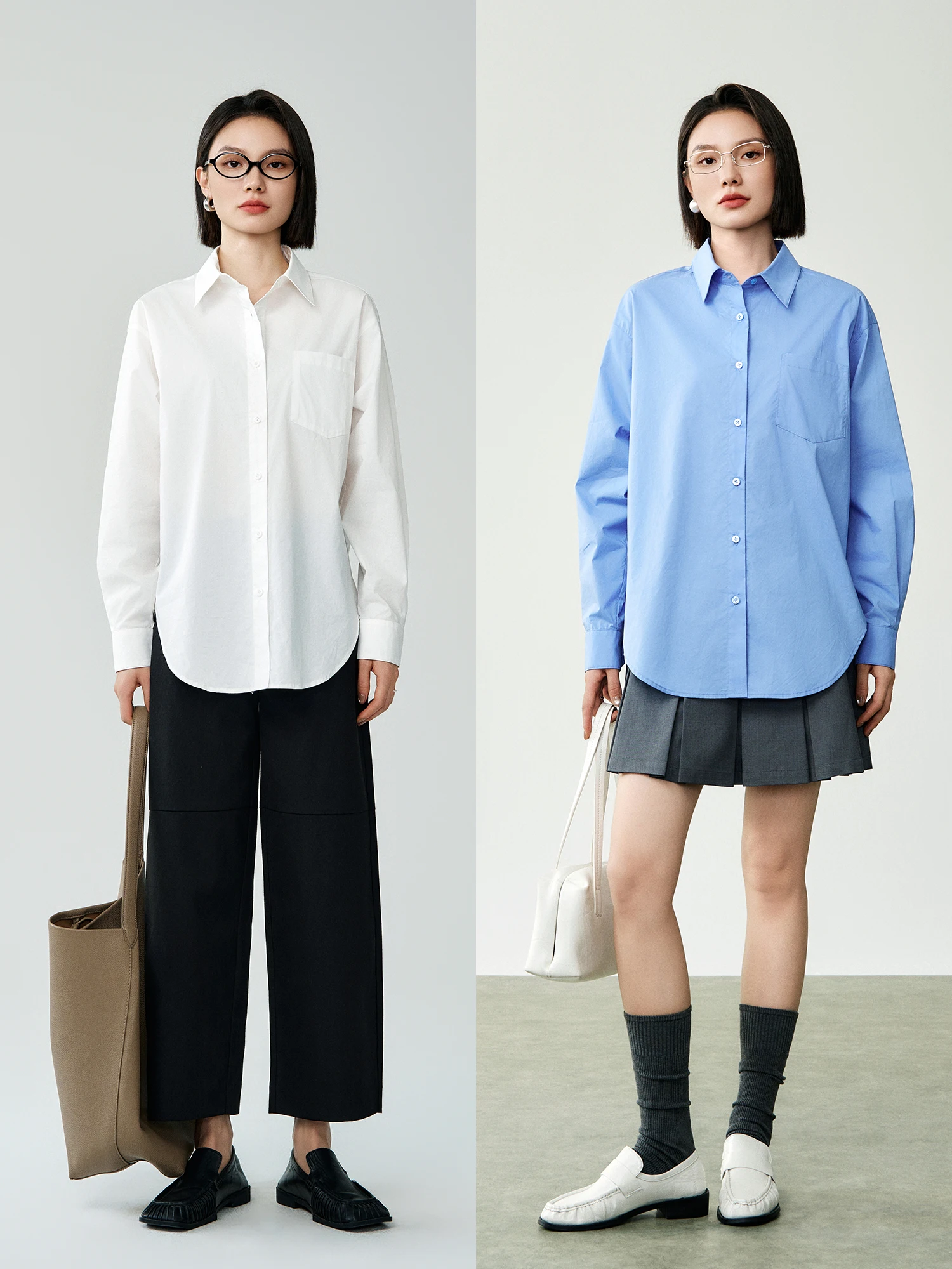 

Ele Simple Pure Cotton White irt Women's Loose Long Sve Basic Sle Spring Autumn New Arrival Comfortable Breathable