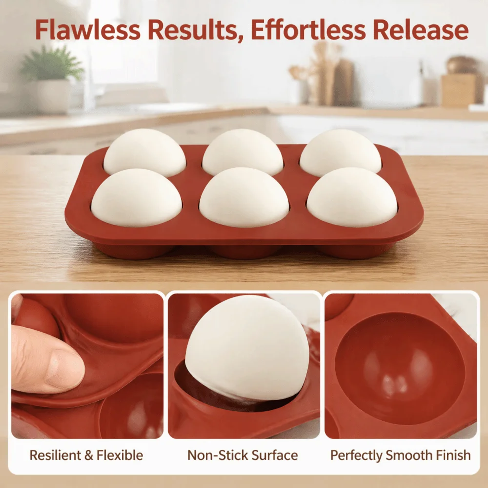 6 Cavity Hemisphere Silicone Mold Thickened 36 Cavity Dome Chocolate Mold Silicone Round Dome Shape Muffin Cake Mold