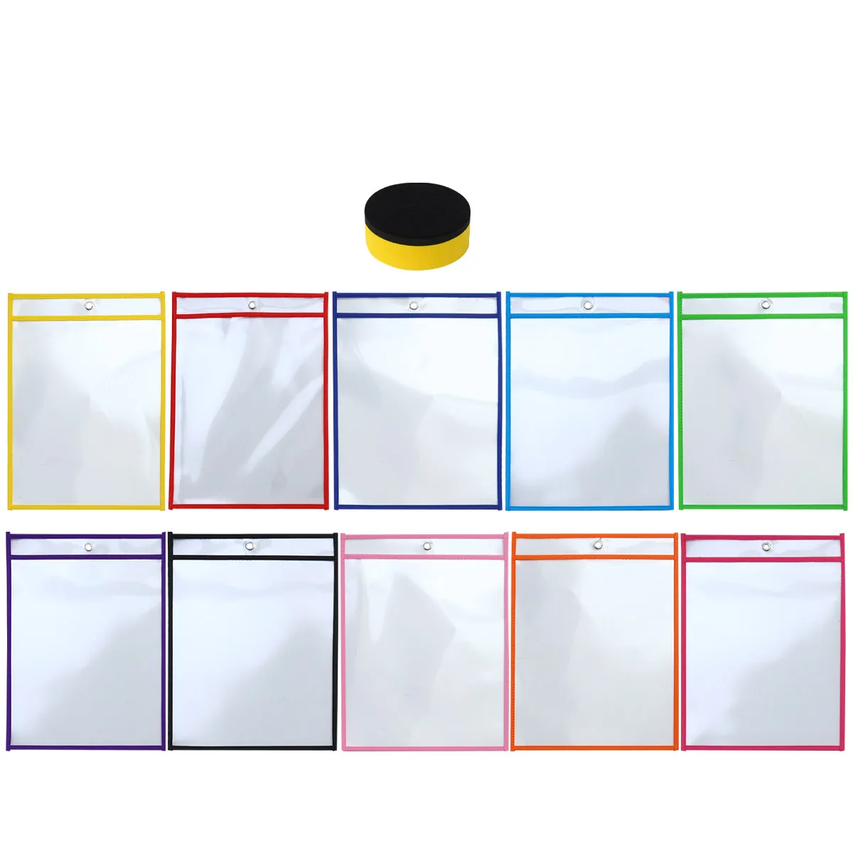 

Dry Erase File Pockets Transparent Pet Document Pouches Sturdy Corner Metal Grommet Hanging School Learning Accessories