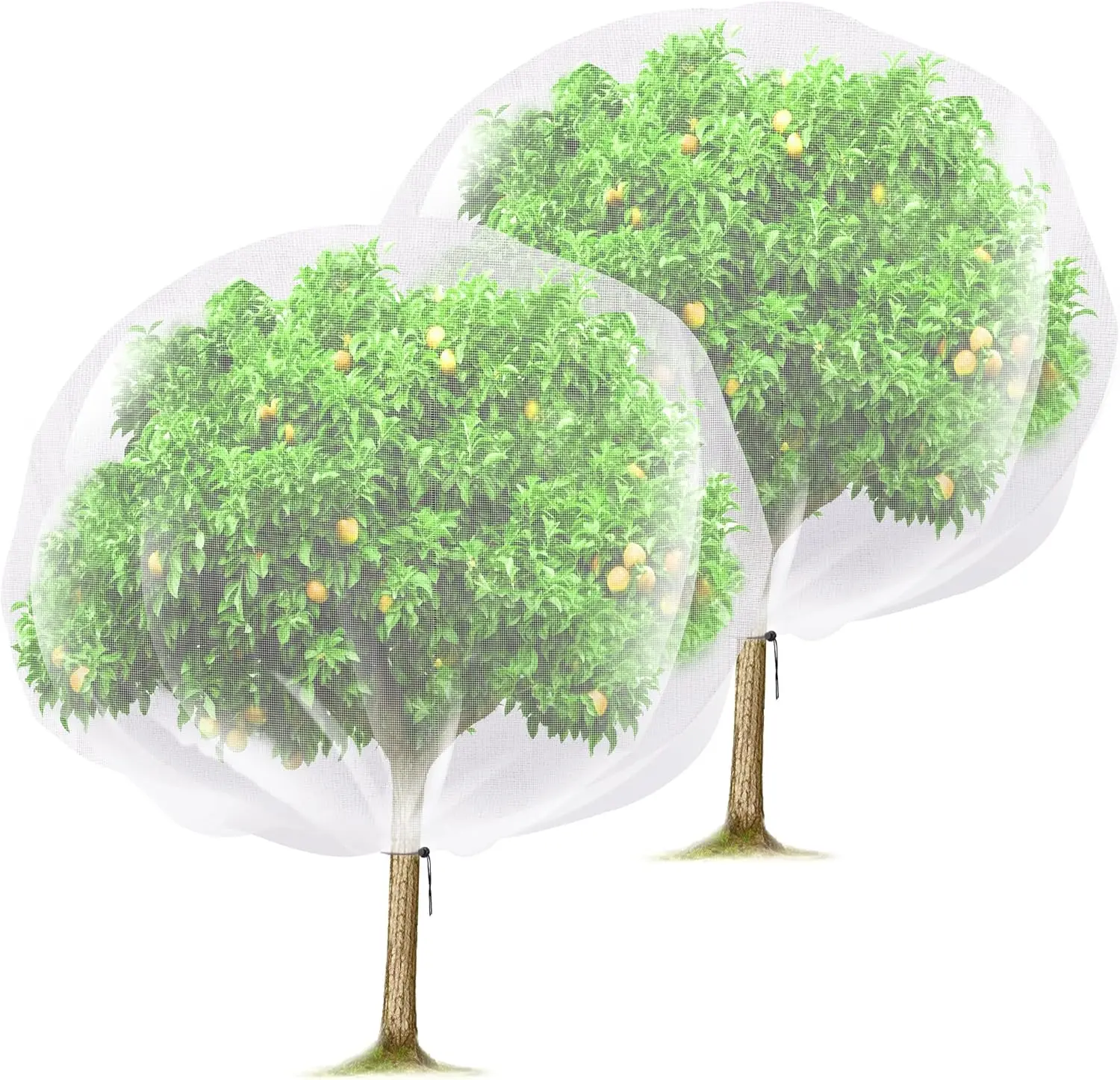 

2 Pack 7x8ft Fruit Tree Netting with Drawstring, Bird & Insect Barrier for Garden Plants