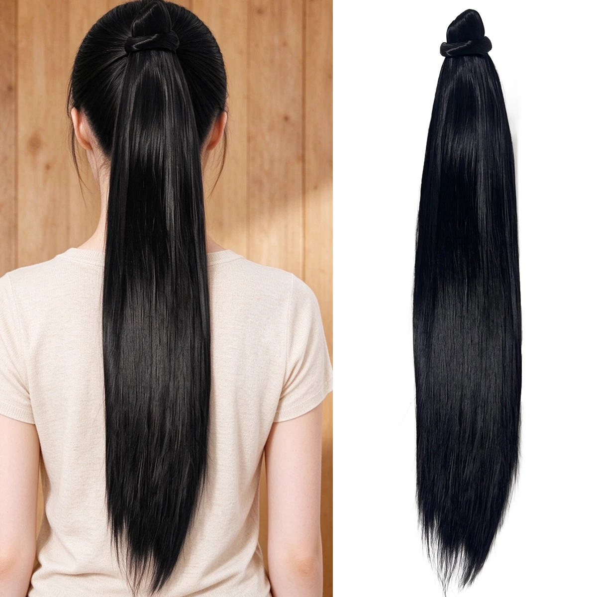 Straight Ponytail Hair Extensions for Women Synthetic Ponytail Wig Natural Looking High Ponytail Fake Hair Piece