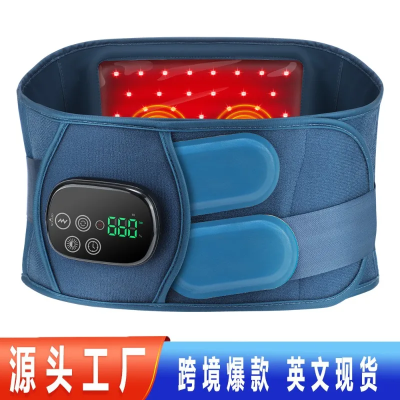 LED Red Light Therapy Waist Belt with Heating Vibration Electronic Massage Belt for Lower Back Pain Relief Home Physiotherapy
