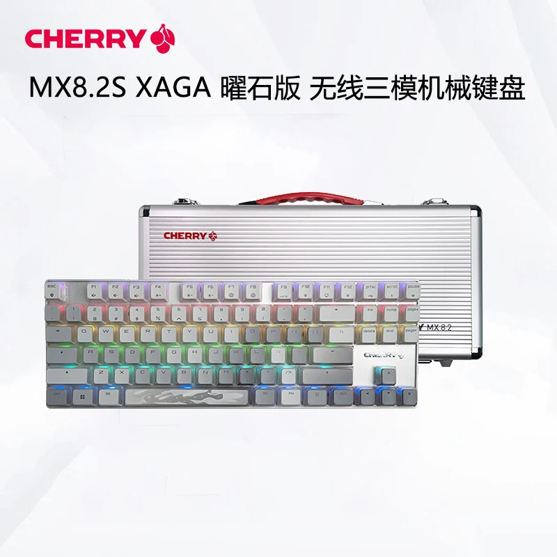 

Беспроводная механическая клавиатура CHERRY Xaga Obsidian, 3 режима, RGB, игровая клавиатура для киберспорта и офиса, 87 клавиш, Silver Tea Axis