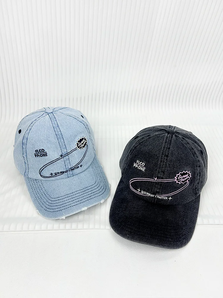 

Embroidered baseball cap for women 2025 spring and summer new simple big head circumference cap for men