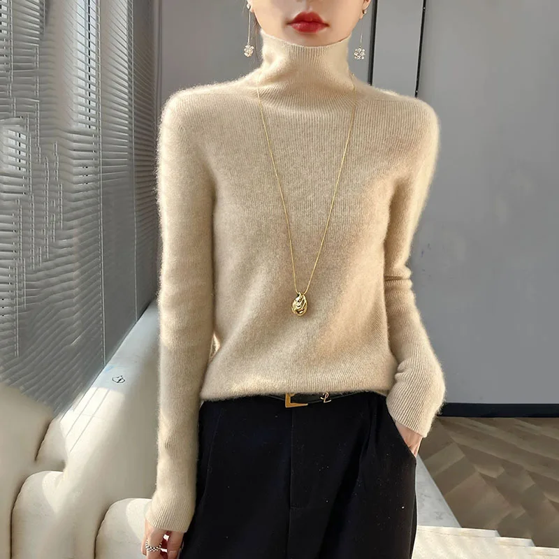 المرأة الياقة المدورة محبوك سترة طويلة الأكمام سليم صالح مطاطا مضلع البلوز الإناث الخريف الشتاء الأساسية البلوزات والبلوز #2