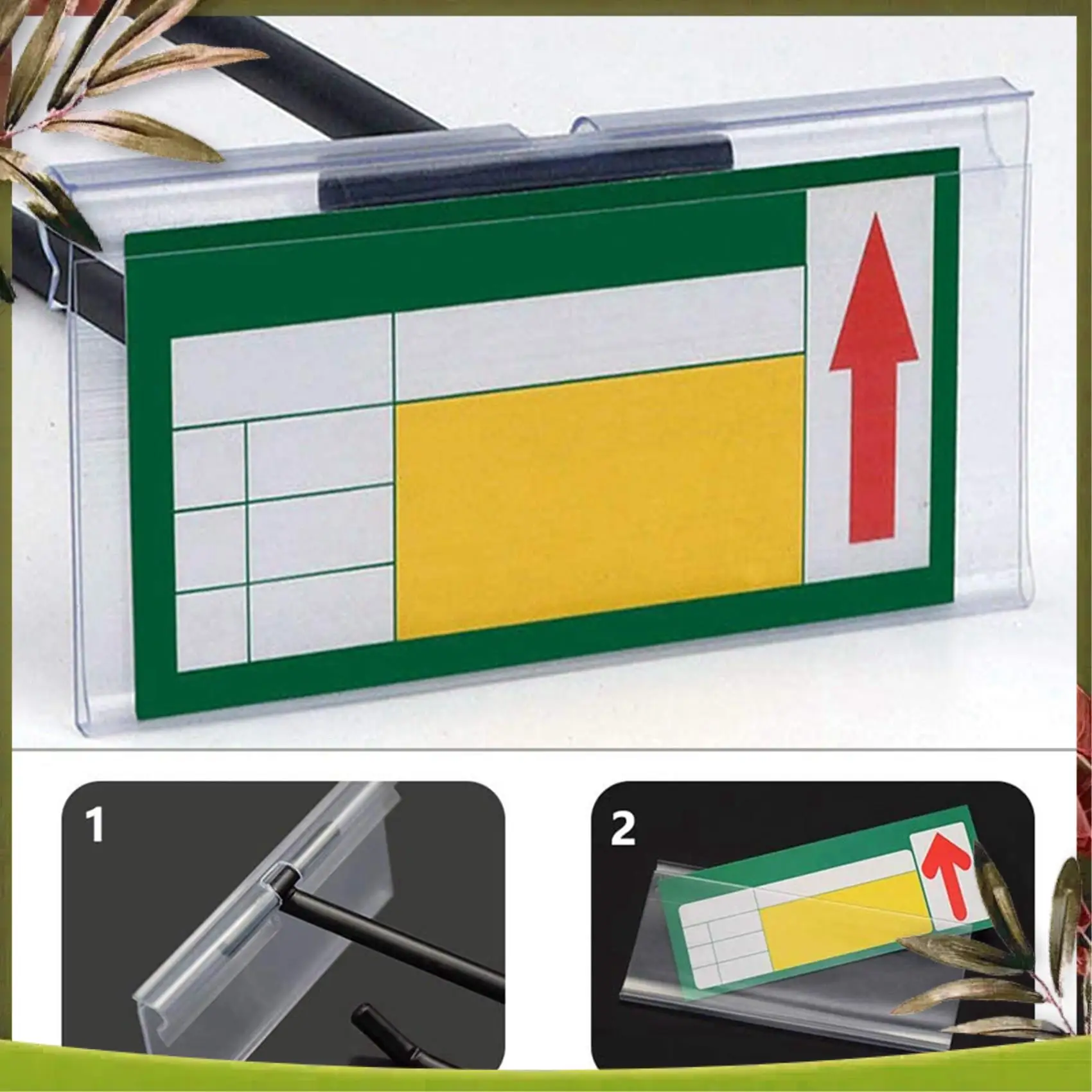 ABDW-200Pcs أصحاب الملصقات البلاستيكية الشفافة لرف الأسلاك سعر التجزئة تسمية أصحاب البضائع علامة عرض حامل (6 × 4 سم)