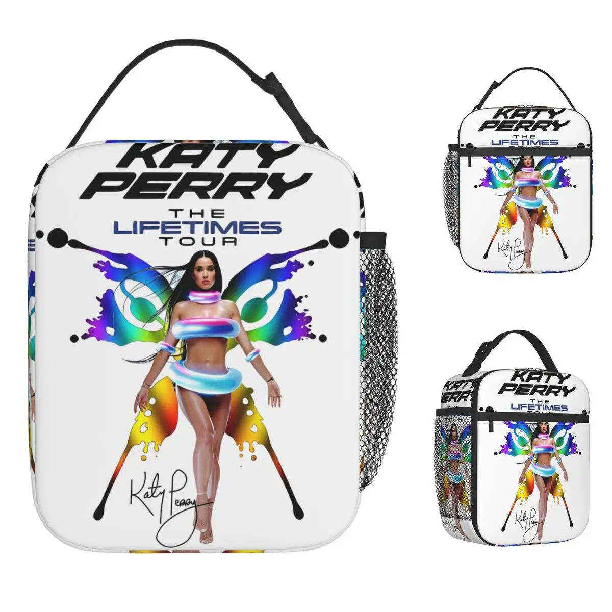 

Katyed Logo Perryed The Lifetimes Tour Сумка для обеда Веселый ланч-бокс для женщин Школьная сумка-холодильник Оксфорд с принтом Термальные сумки для обеда
