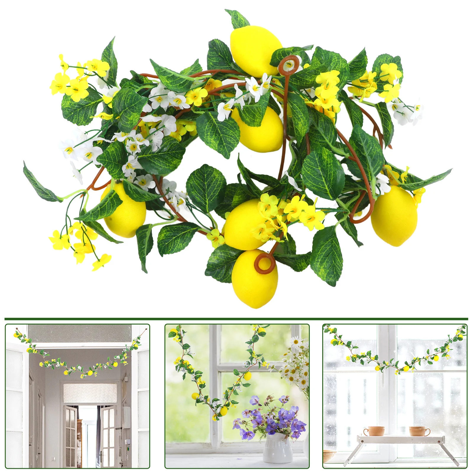 

Artificial Lemon Garland Faux Greenery Vine Leaves Flowers For Home Party Decor Holiday Decoration Supplies
