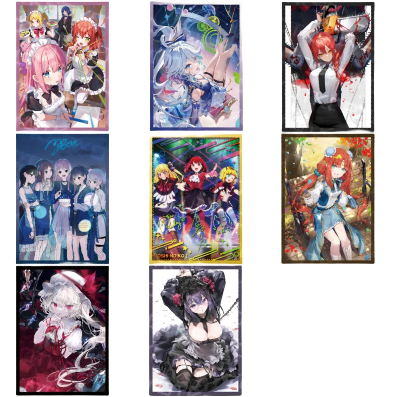 60Pcs/Set ACG Cards Sleeves Bocchi The Rock Nilou Furina Makima Anime Game DIY Toy PTCG Holographic Protector Film Album Binder