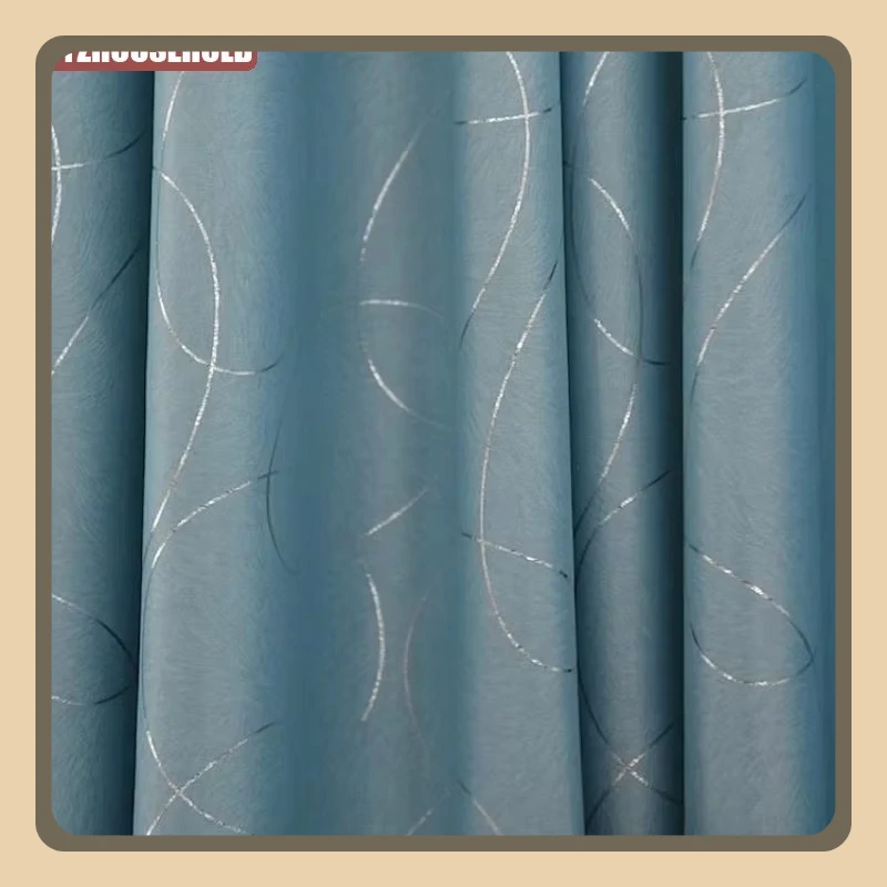 

Blackout Blue Jacquard Curtains for Living Room Bedroom New Simple Modern Insulation Polyester Thickened Luxury Sunshade